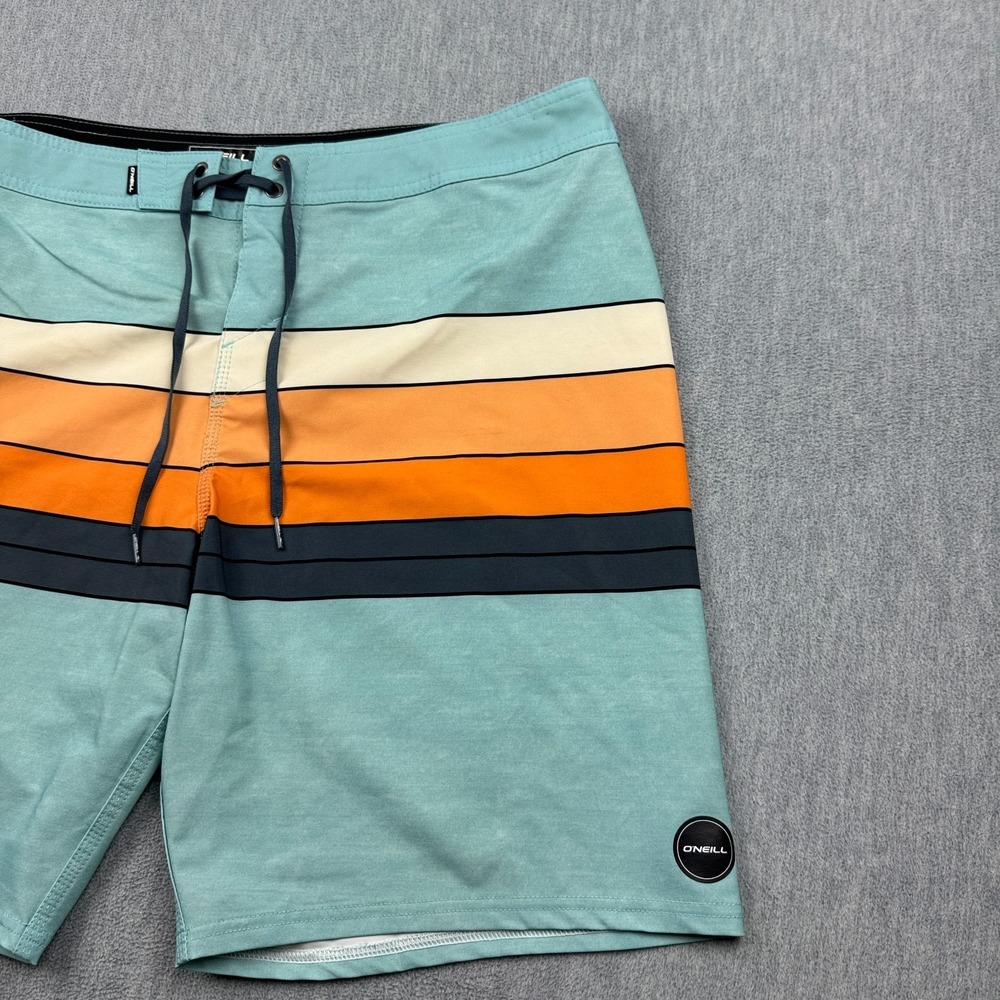 O'Neill Board Shorts Men 36 Blue Stripe Hyperfreak Heist Line Swim Beach Trunks - Picture 2 of 14